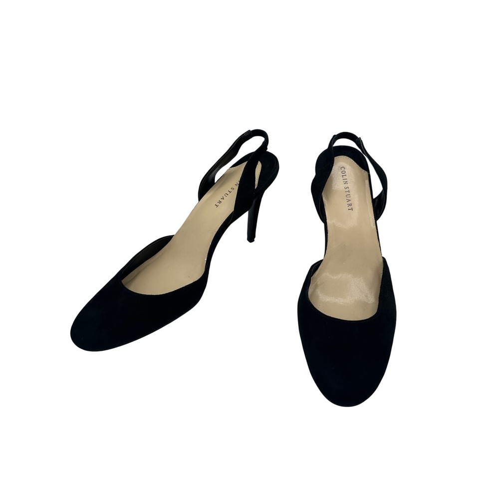 Colin Stuart Slingback Pumps Womens 9 Black Good Leather Stiletto Pointed Toe